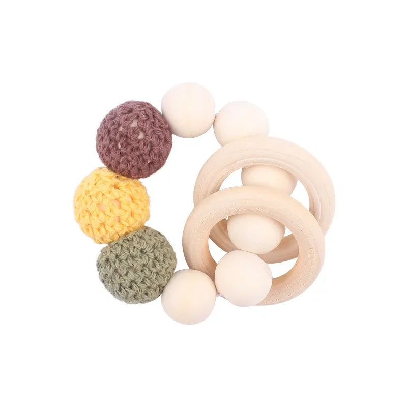 1-2 pcs Baby Pacifier Clip Wooden Teethers Bracelet Set Silicone Beads Babies Soothe Nipple Teething Toys Anti-lost Chain Newborn