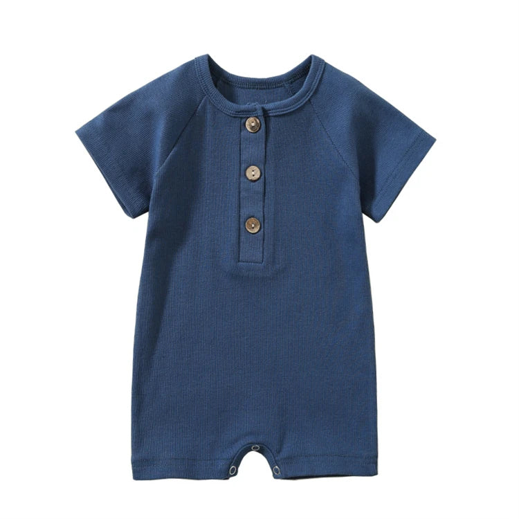 Baby Boy Romper Summer Wear Infant Bebe Thin Pajamas Short Sleeve Jumpsuit Ribbed Clothes Knitted Stretch Girl Outfits Playsuit