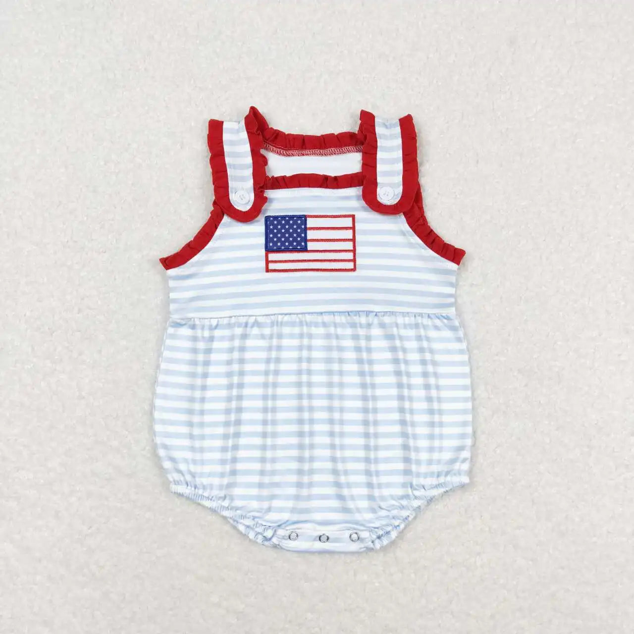 Various July 4th Romper Embroidery Flag Jumpsuit Toddler Kid Children Baby Boy Smocked Gingham Overall Bubble Newborn One-piece