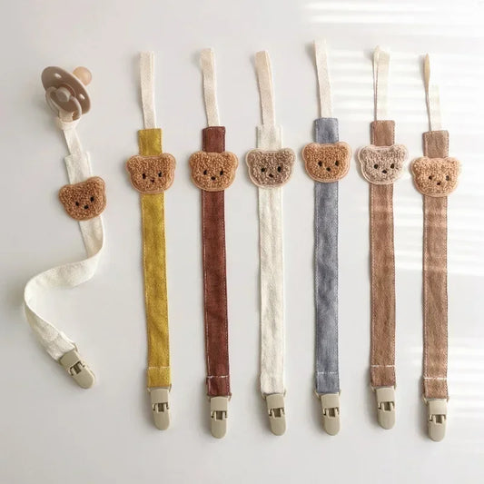 Cute Bear Baby Pacifier Chain Clips Holders Anti-drop Chain Cartoon Teething Clips Teether Toy Soother Pacifier Strap