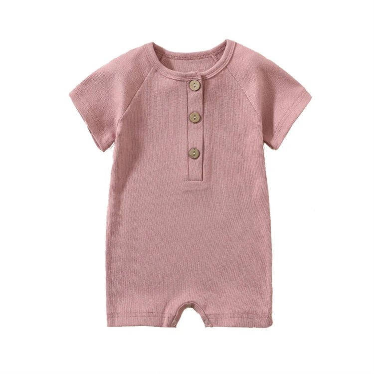 Baby Boy Romper Summer Wear Infant Bebe Thin Pajamas Short Sleeve Jumpsuit Ribbed Clothes Knitted Stretch Girl Outfits Playsuit