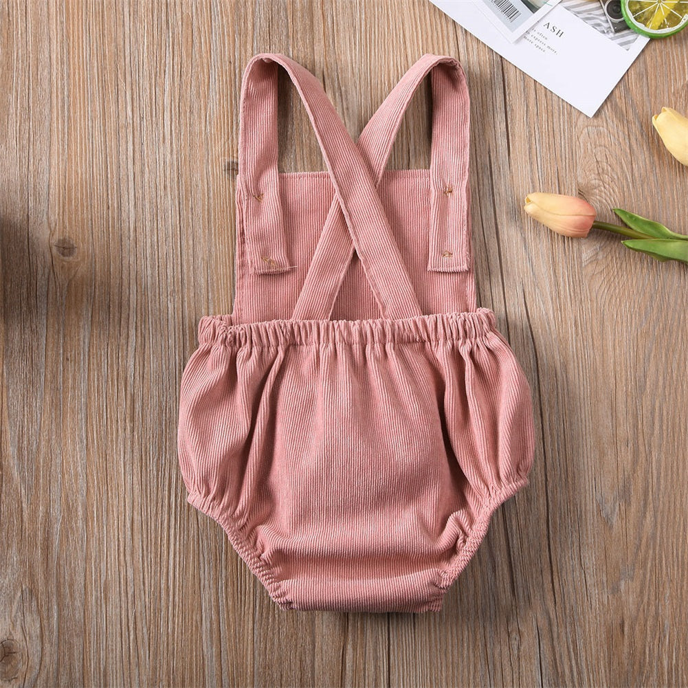 Summer Baby Clothing Newborn Infant Baby Boys Girls Rompers Corduroy Sleeveless Backless Jumpsuit Outfits