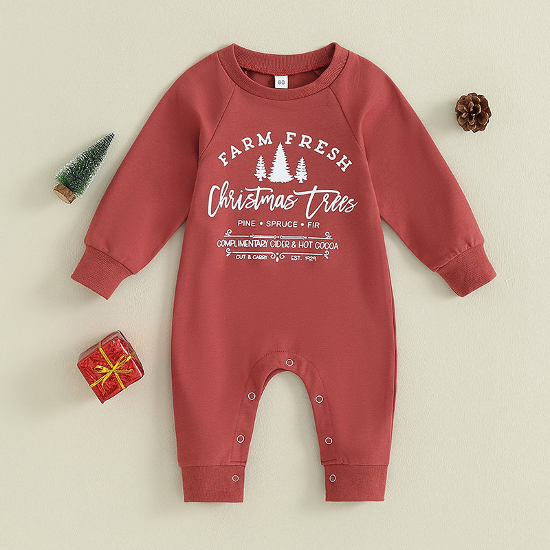 Lioraitiin 0-18M Newborn Baby Boy Girl Fall Romper Long Sleeve Letter Printed Crew Neck Jumpsuit Red Green Clothing