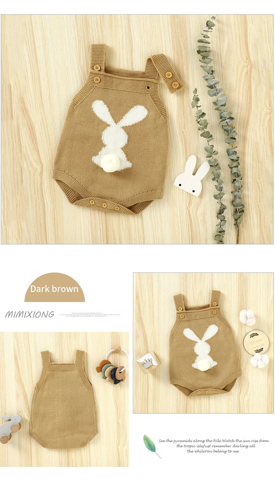 Spring Baby Bodysuits Clothes Cute Rabbit Knitted Newborn Boys Girls Strap Onesie Coveralls 0-18m Infant Easter Clothes Outfits