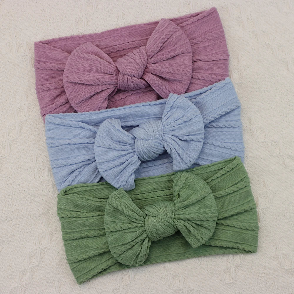 3Pcs Knit Bows Baby Headbands Lot Newborn Baby Girl Headband Set Elastic Nylon Children Turban Kids infant Baby Hair Accessories