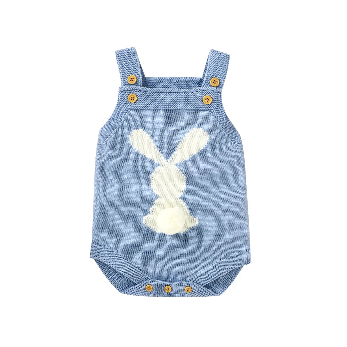 Spring Baby Bodysuits Clothes Cute Rabbit Knitted Newborn Boys Girls Strap Onesie Coveralls 0-18m Infant Easter Clothes Outfits