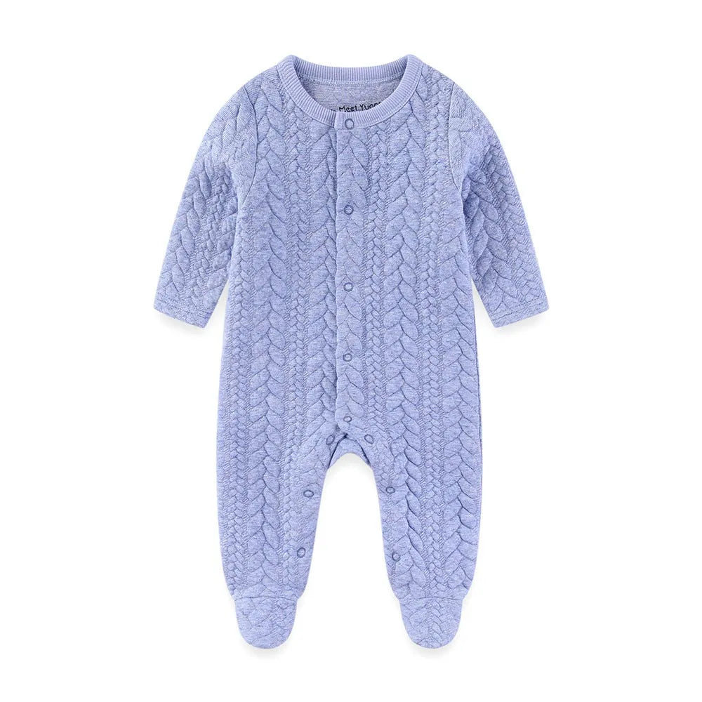 Autumn Winter Solid Long Sleeves Baby Boy Girl Rompers Warm Newborn Baby Clothes