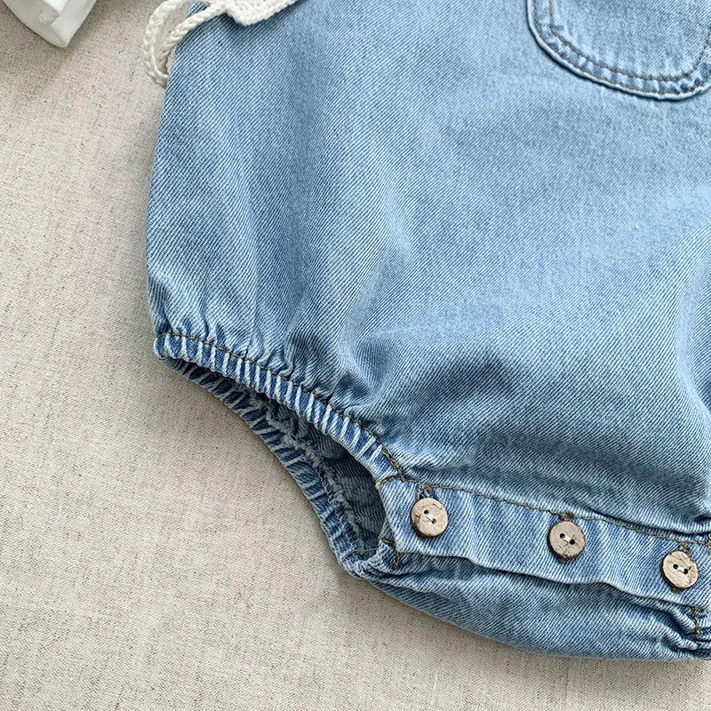 Baby Boy Girl Romper Cowboy Sleeveless Jumpsuit Toddler Baby Boy Girl Romper Solid Color Boy Casual Costume Baby Romper