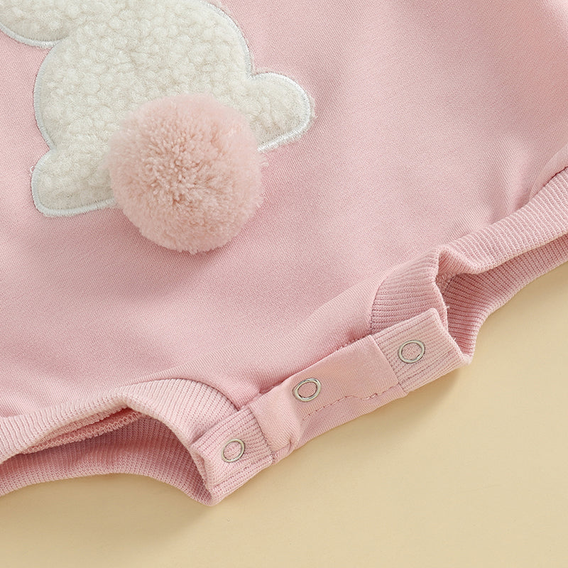 Citgeett Spring Easter Infant Baby Boys Girls Fall Sweatshirt Jumpsuit Bunny Embroidery Long Sleeve Bodysuit Clothes