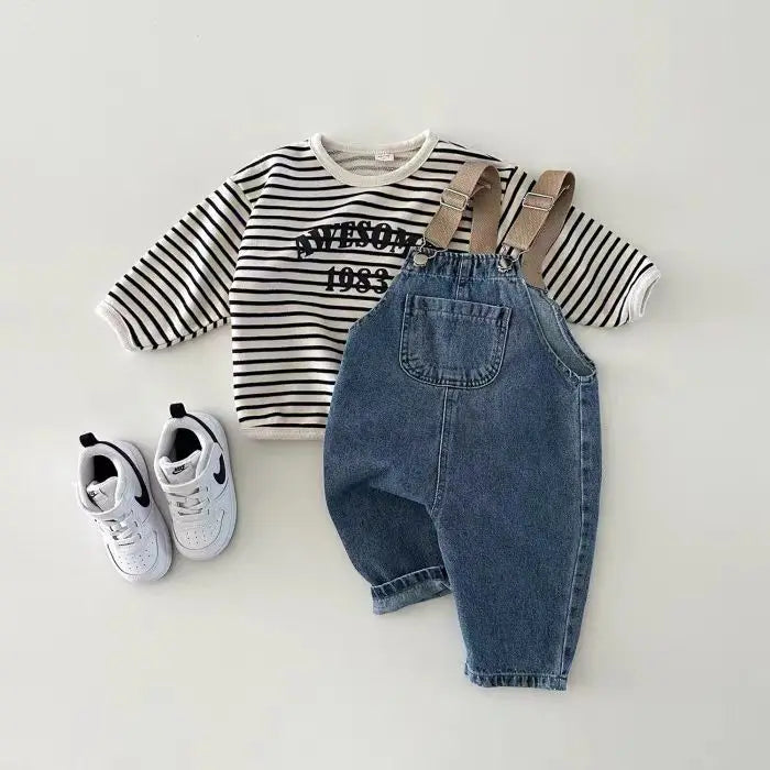 Baby Sleeveless Denim Jumpsuit Newborn Toddler Boys Romper Infant Girl Solid Overalls Children Clothes 0-24M