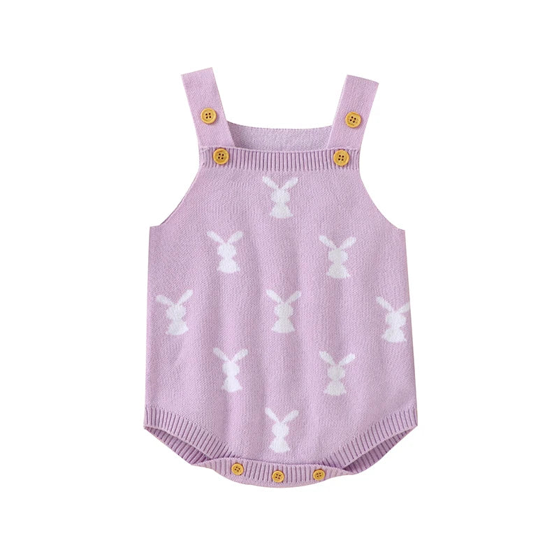 Baby Bodysuits Cotton Knitted Toddler Kid Sling Clothes 0-18M Overalls Cute Rabbits Infant Boy Girl Jumpsuit Sleeveless Newborns