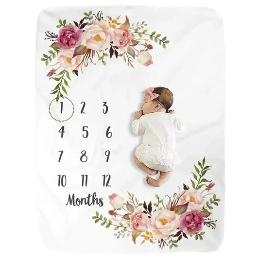 Newborn Baby Monthly Growth Milestone Blanket Photography Props Background Cloth Commemorate Rug Girls Boy Carpet Kids Shooting