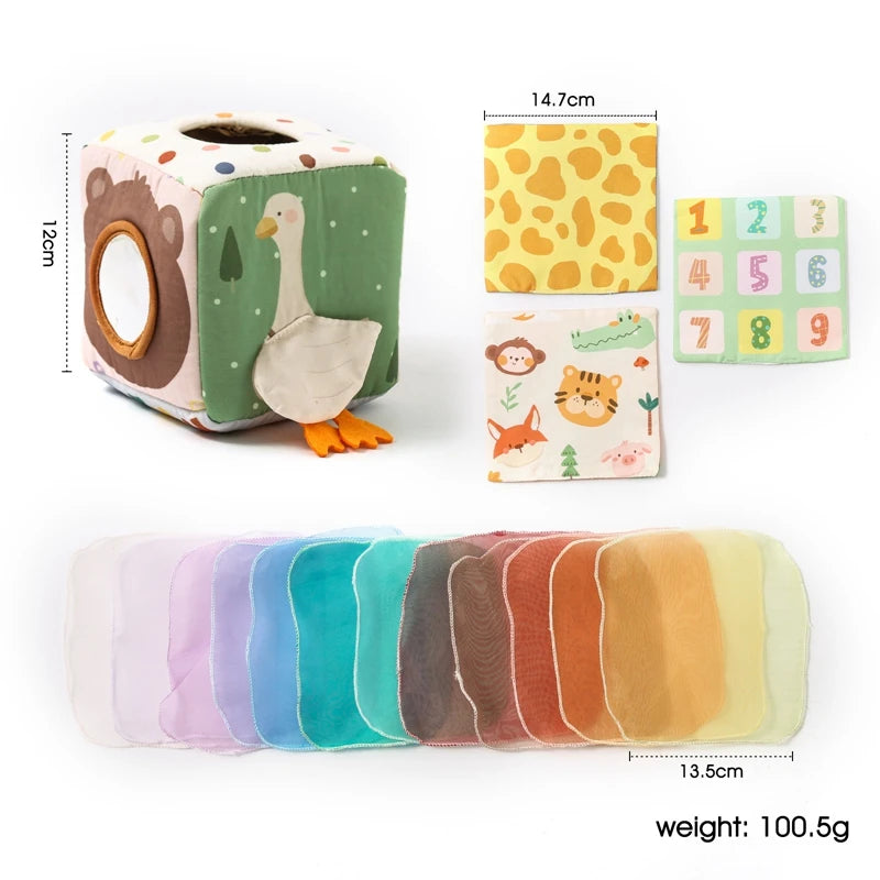 Baby Montessori Toy cotton Magic Tissue Box Finger Exercising Busy Board Game Educational Toy Soft Rattle Game Cloth Book Gift