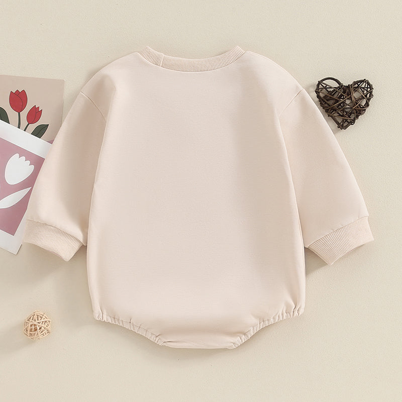 Spring Fall Baby Sweatshirt Rompers Long Sleeve Crew Neck Embroidery Letters Cute Bodysuit Jumpsuits Clothes for Girls Boys