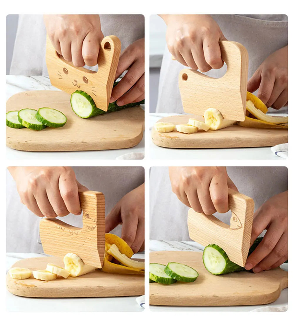 Wooden Kids Knife Cooking Toys Simulation Knives Cutting Fruit Vegetable Children Kitchen Pretend Play Toy Montessori Education