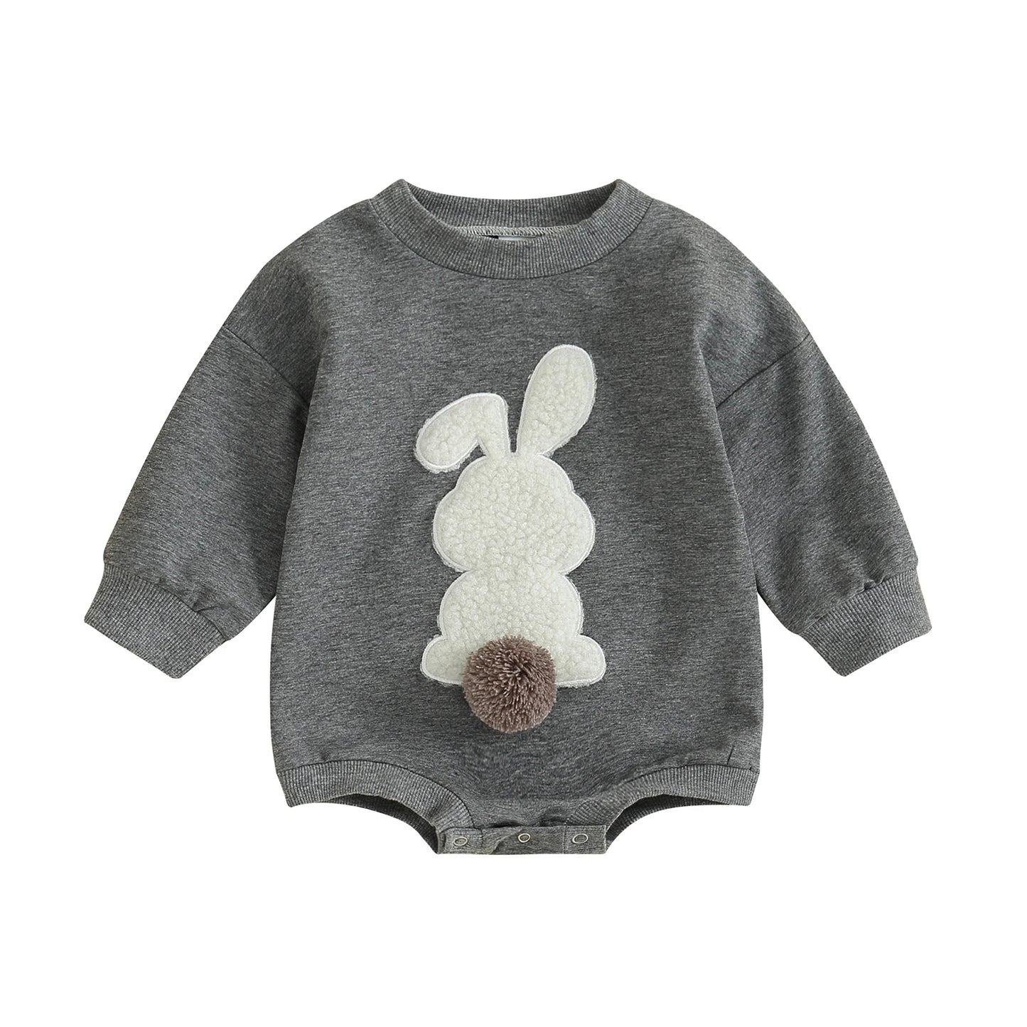 Citgeett Spring Easter Infant Baby Boys Girls Fall Sweatshirt Jumpsuit Bunny Embroidery Long Sleeve Bodysuit Clothes