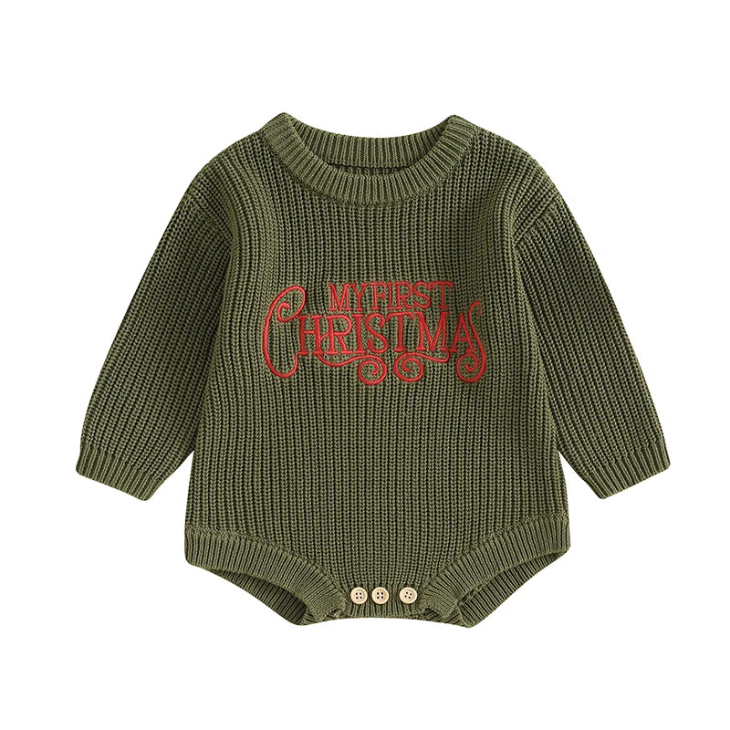 Newborn Baby Girl Boy Christmas Outfit Sweater Oversized Knitted Sweatshirt Romper Infant Warm Fall Winter Clothes