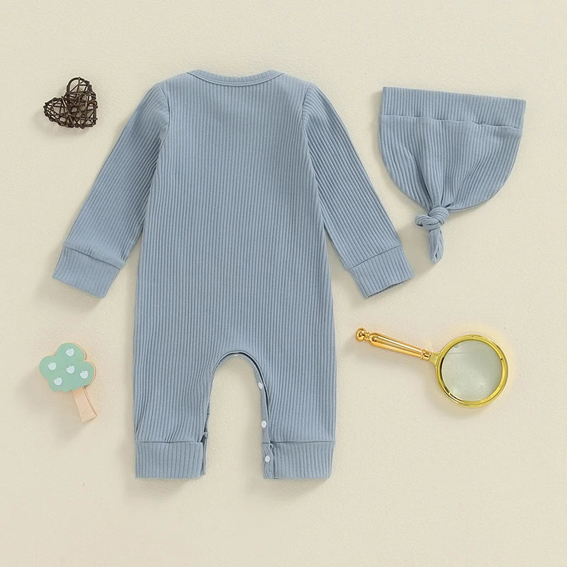 EWODOS Newborn Clothes, Hi I m New Here Coming Home From Hospital Outfits Spring Romper with Hat Sets