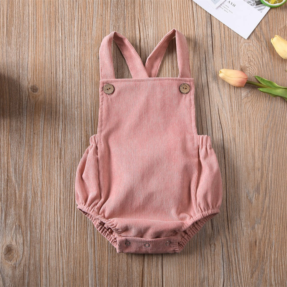 Summer Baby Clothing Newborn Infant Baby Boys Girls Rompers Corduroy Sleeveless Backless Jumpsuit Outfits