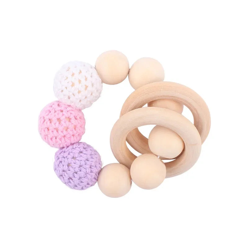 1-2 pcs Baby Pacifier Clip Wooden Teethers Bracelet Set Silicone Beads Babies Soothe Nipple Teething Toys Anti-lost Chain Newborn