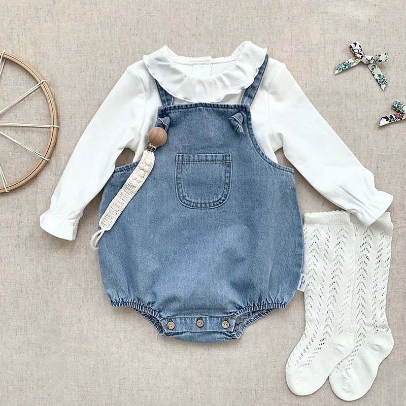 Baby Boy Girl Romper Cowboy Sleeveless Jumpsuit Toddler Baby Boy Girl Romper Solid Color Boy Casual Costume Baby Romper