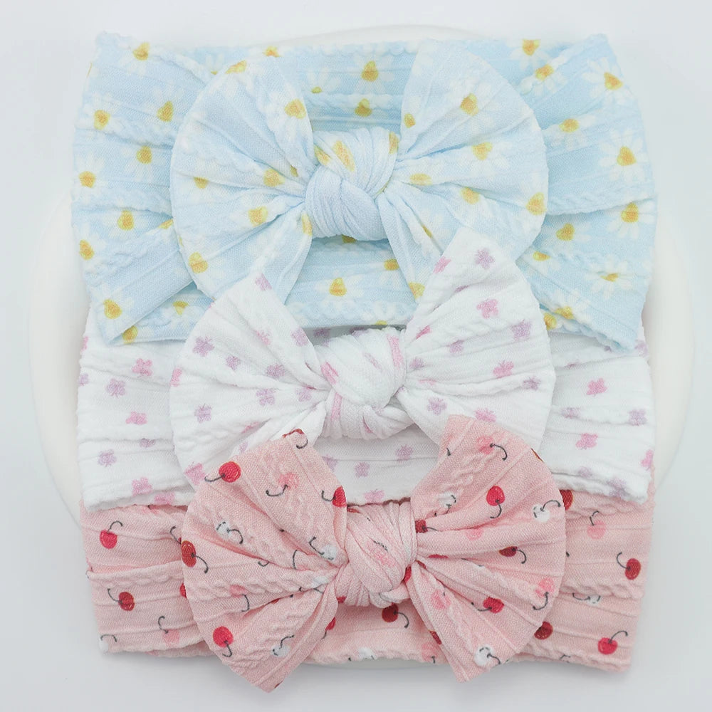 3Pcs Knit Bows Baby Headbands Lot Newborn Baby Girl Headband Set Elastic Nylon Children Turban Kids infant Baby Hair Accessories