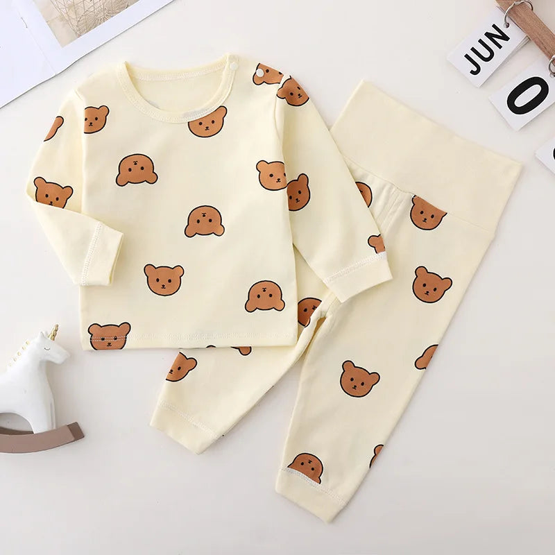 Newborn Clothes Set Kid Baby Boys Girls Long Sleeve Cotton Top and Pant Suit Pj Set Cute Sweet Sleepwear Pajamas Set 0-3T Outfit