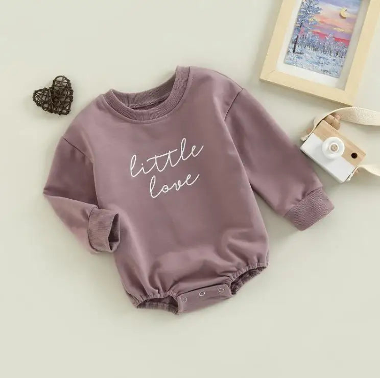 Autumn Spring Toddler Infant Baby Romper Love Letter Print Solid Long Sleeve Casual Bodysuits Jumpsuits Playsuits Outfits