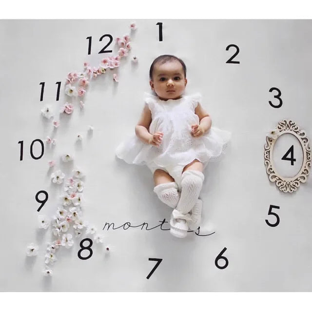 Newborn Baby Milestone Blankets Monthly Photography Blanket Infant Baby Milestone Blanket Photo Photography