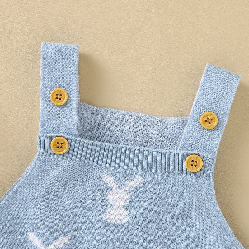 Baby Bodysuits Cotton Knitted Toddler Kid Sling Clothes 0-18M Overalls Cute Rabbits Infant Boy Girl Jumpsuit Sleeveless Newborns