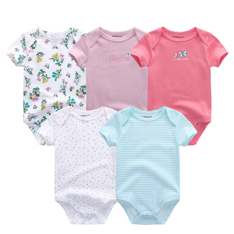 aple Leaf Print Baby Short sleeved jumpsuit 5-piece set Baby Boys Outgoing Clothing Baby Full Moon Clothing 100% Cotton