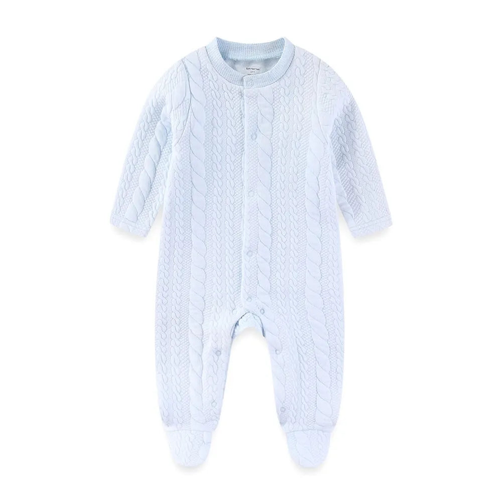 Autumn Winter Solid Long Sleeves Baby Boy Girl Rompers Warm Newborn Baby Clothes