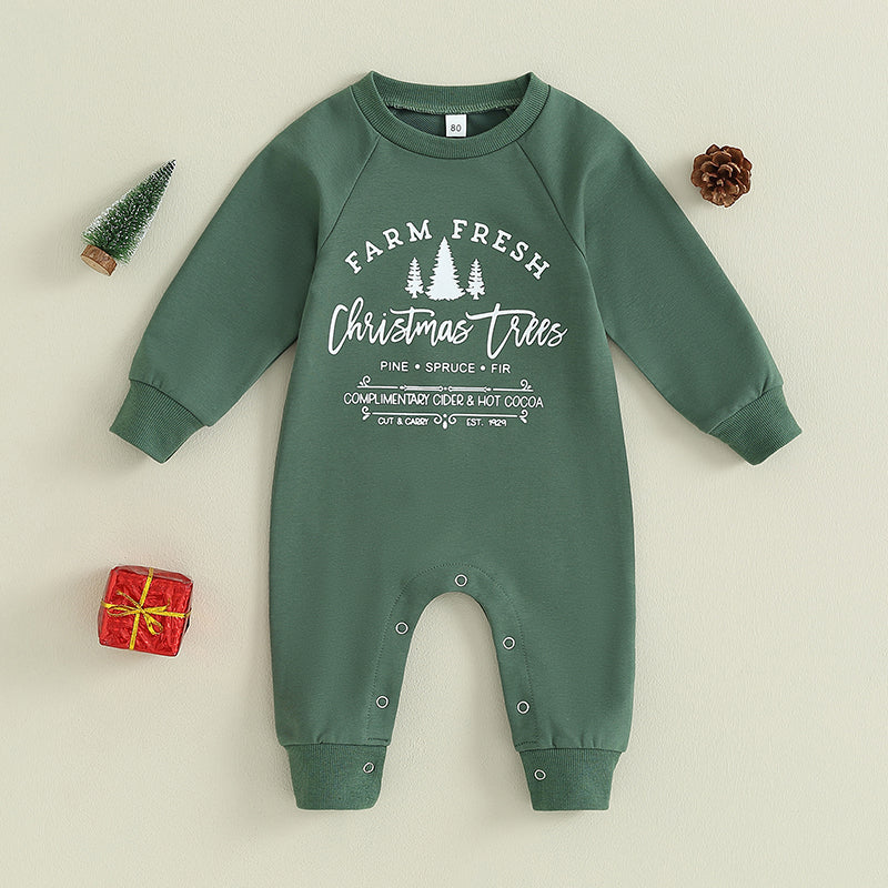 Lioraitiin 0-18M Newborn Baby Boy Girl Fall Romper Long Sleeve Letter Printed Crew Neck Jumpsuit Red Green Clothing