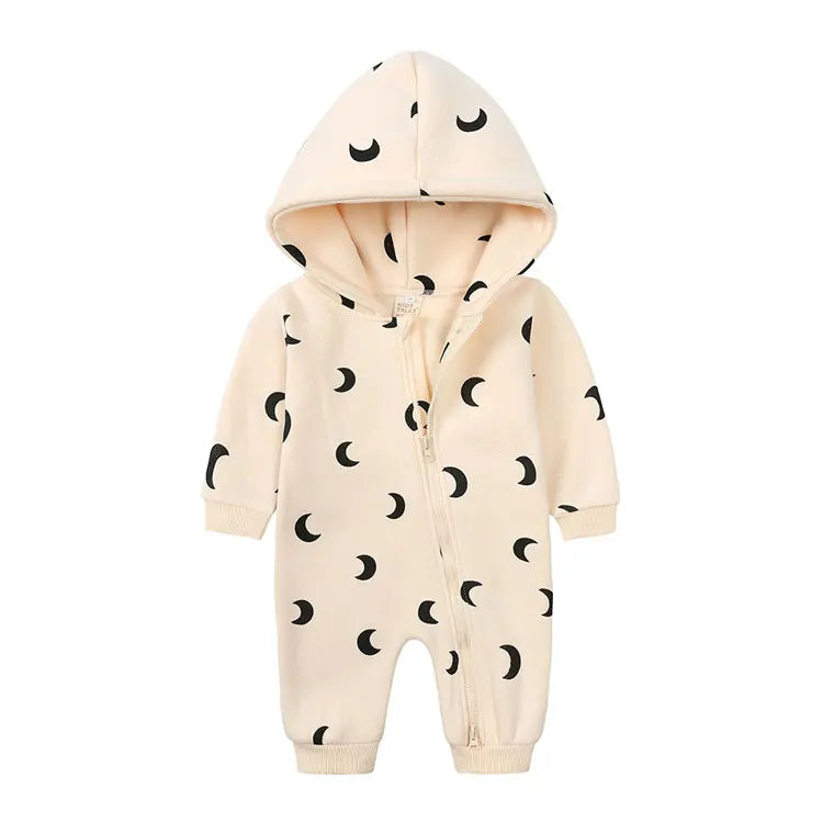 Cartoon Print Baby Girl Romper Long Sleeve Hooded Zipper Newborn Clothes Boys Rompers Spring & Autumn Baby Clothing 3-24 Months