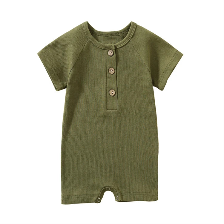 Baby Boy Romper Summer Wear Infant Bebe Thin Pajamas Short Sleeve Jumpsuit Ribbed Clothes Knitted Stretch Girl Outfits Playsuit