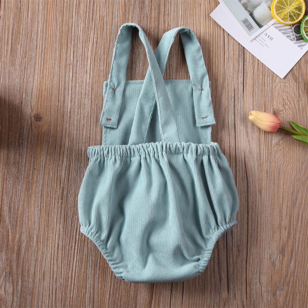 Summer Baby Clothing Newborn Infant Baby Boys Girls Rompers Corduroy Sleeveless Backless Jumpsuit Outfits