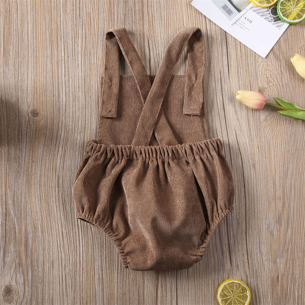 Summer Baby Clothing Newborn Infant Baby Boys Girls Rompers Corduroy Sleeveless Backless Jumpsuit Outfits