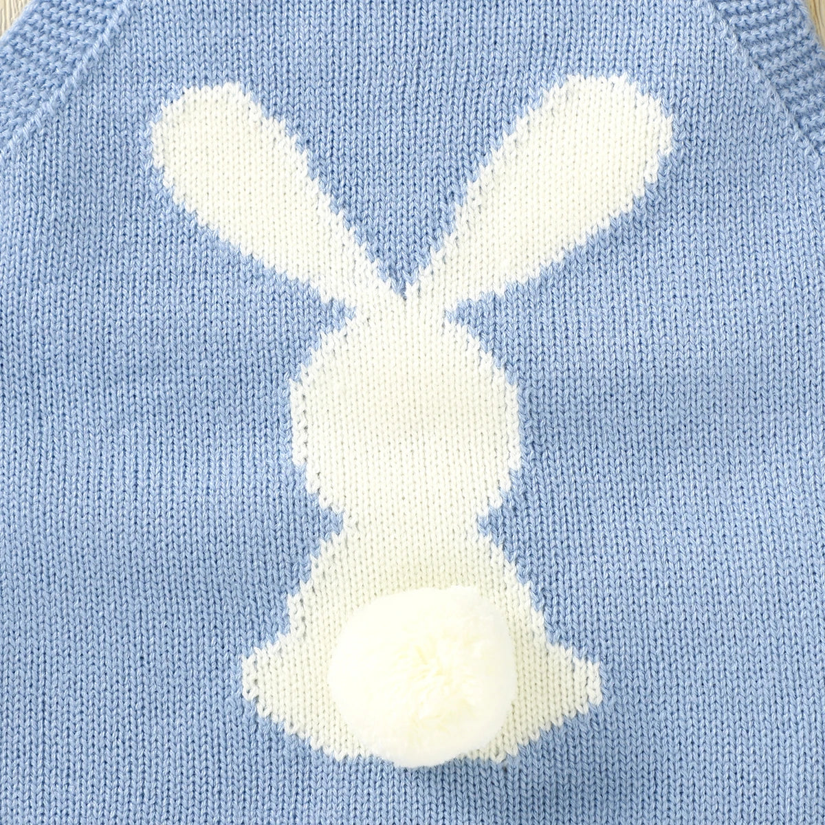 Spring Baby Bodysuits Clothes Cute Rabbit Knitted Newborn Boys Girls Strap Onesie Coveralls 0-18m Infant Easter Clothes Outfits