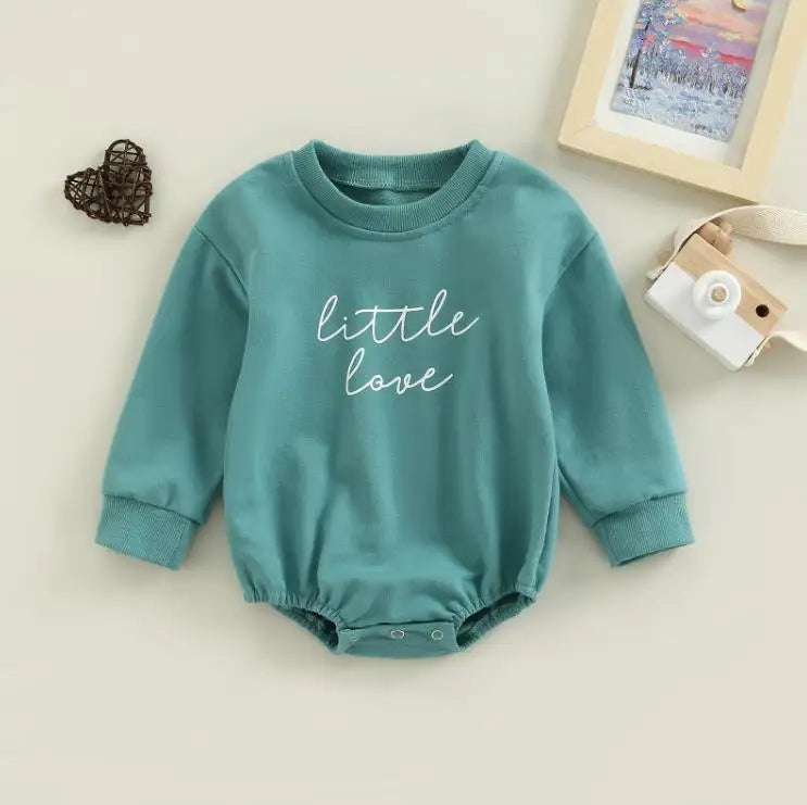 Autumn Spring Toddler Infant Baby Romper Love Letter Print Solid Long Sleeve Casual Bodysuits Jumpsuits Playsuits Outfits