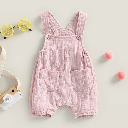 ma&baby 0-24M Newborn Infant Baby Boy Girl Jumpsuit Pocket Sleeveless Romper Overalls Summer Clothing