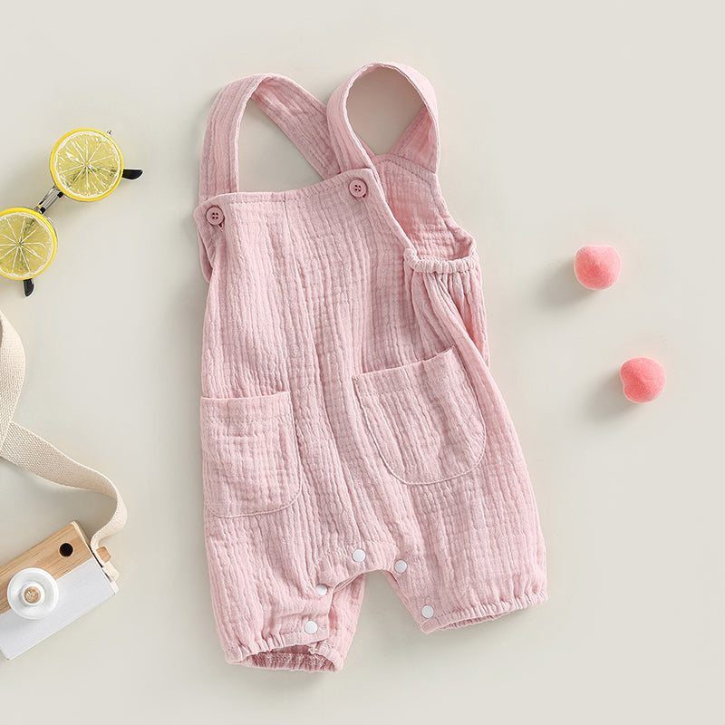 ma&baby 0-24M Newborn Infant Baby Boy Girl Jumpsuit Pocket Sleeveless Romper Overalls Summer Clothing