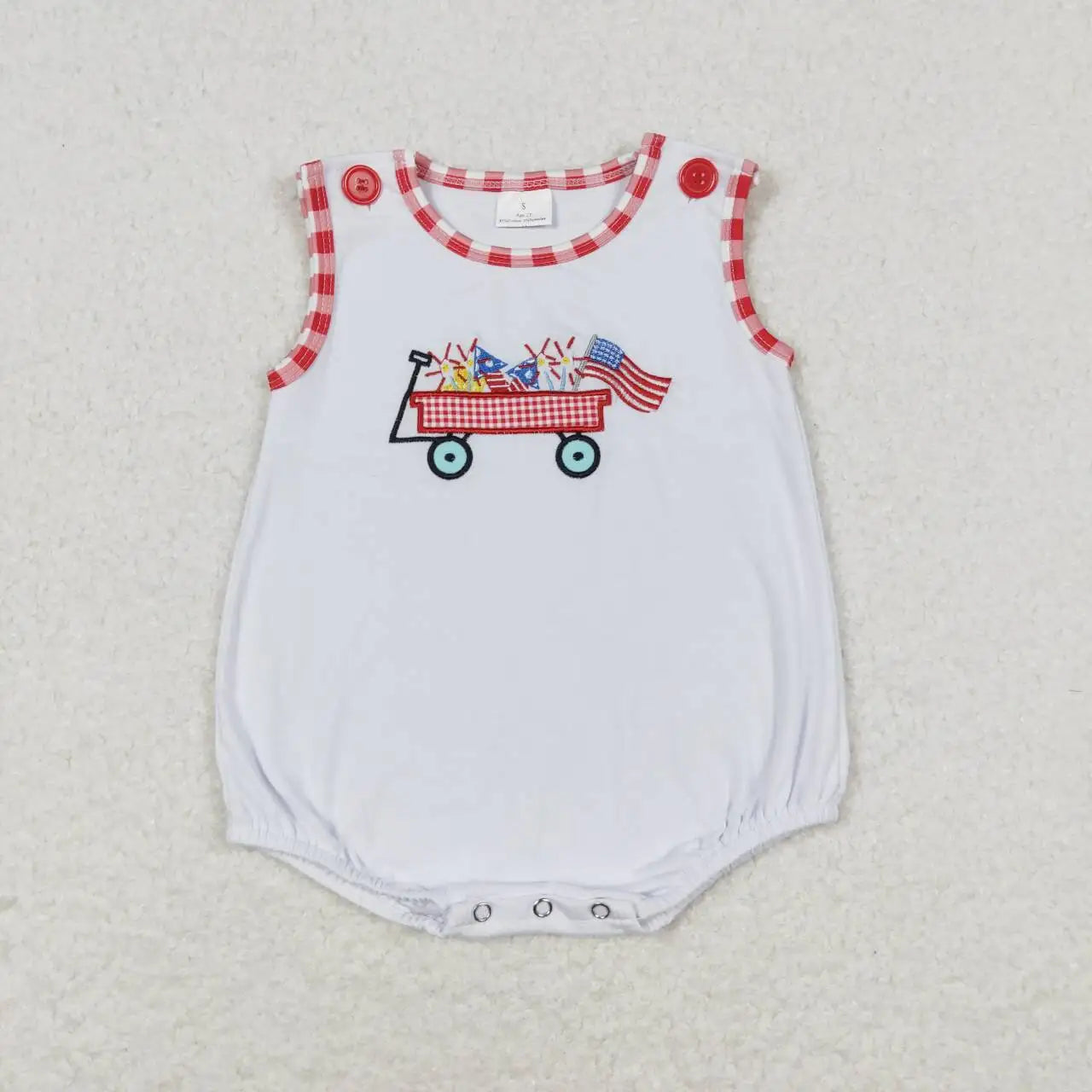 Various July 4th Romper Embroidery Flag Jumpsuit Toddler Kid Children Baby Boy Smocked Gingham Overall Bubble Newborn One-piece