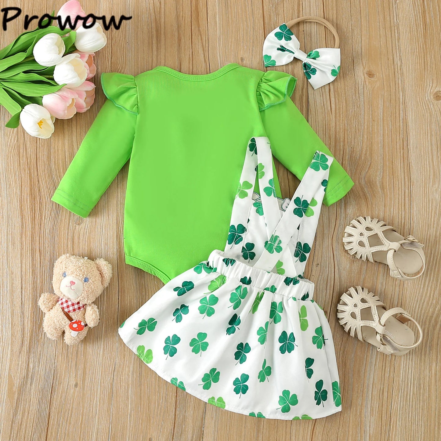 My First St Patricks Day Baby Girl Clothes Letter Romper+Green Shamrock Skirts Irland National Day St Patrick Day Outfit Baby