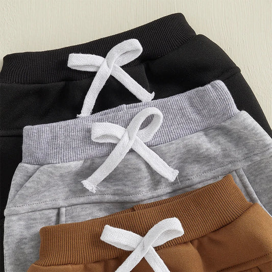 Infant Boys Jogger Pants 3 Pack Soft Cotton Blend Elastic Waistband Trousers Casual Bottoms Long Sweatpants for Toddlers