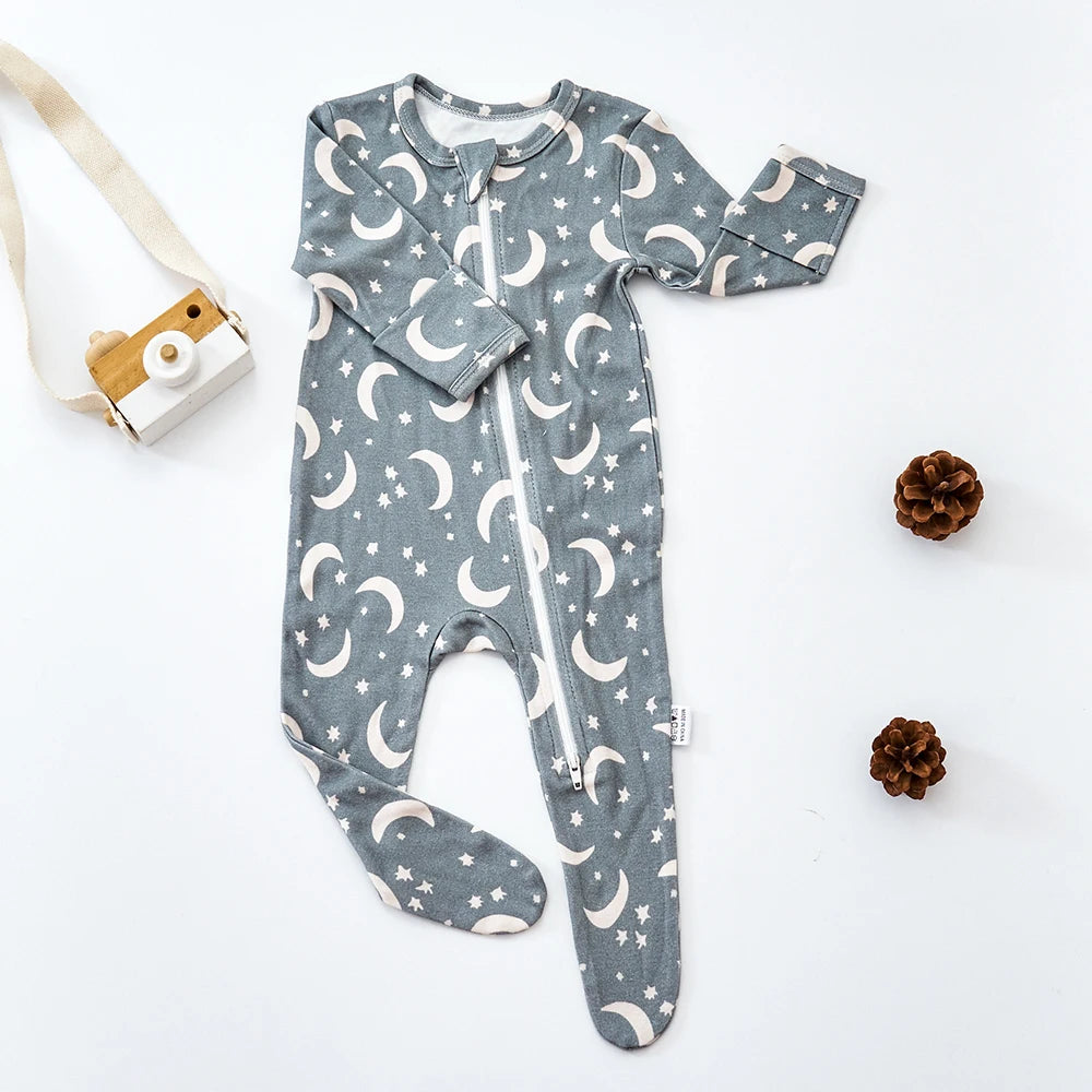 HappyFlute New 1PCS Long-sleeve Bamboo Cotton Wrapped Foot jumpsuit  Romper Spring And Summer Baby Boy&Girls Newborn Clothings