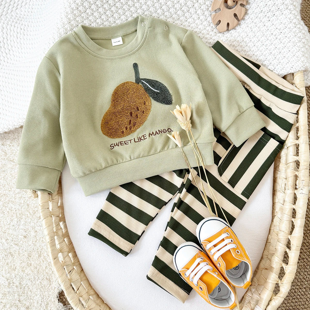 Infant Outfit New Baby Winter Clothes Cartoon Mango Sweatshirt Top Pants 2Pcs Boys Girls Infant Suit Newborn Clothes Fall