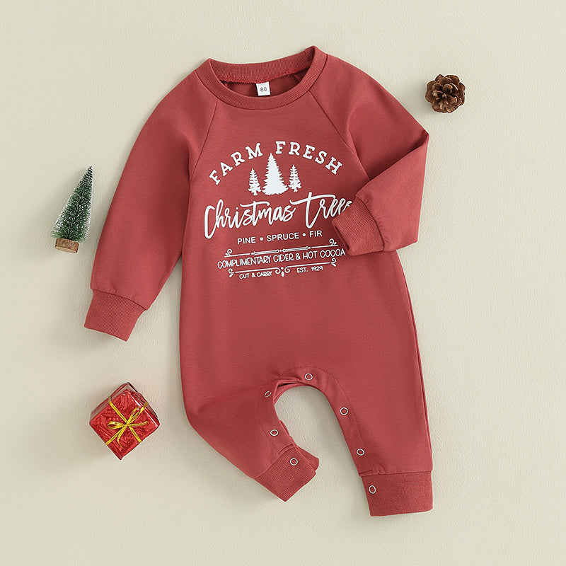 Lioraitiin 0-18M Newborn Baby Boy Girl Fall Romper Long Sleeve Letter Printed Crew Neck Jumpsuit Red Green Clothing