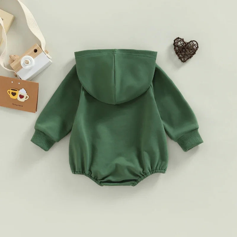 Newborn Infant Baby Girl Boy Sweatshirt Romper Toddler Long Sleeve Basic Cotton Hood Rompers Baby Spring Clothes Jumpsuit