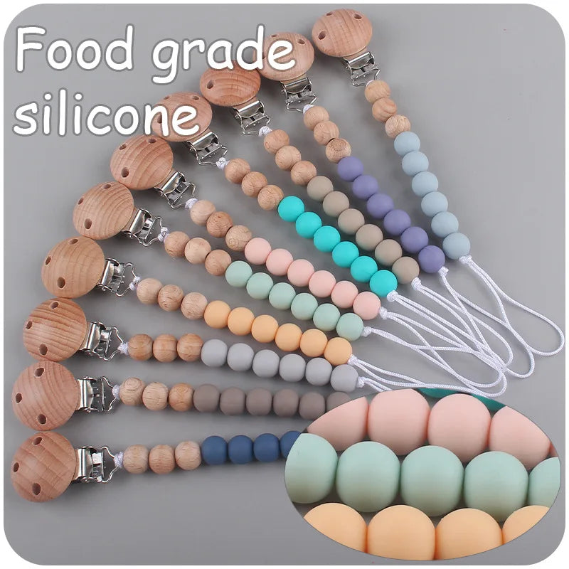 Baby Anti-drop Chain Pacifier Clips Silicone Beads Infant Nipple Appease Soother Chain Clips Dummy Holder Nipple Clip