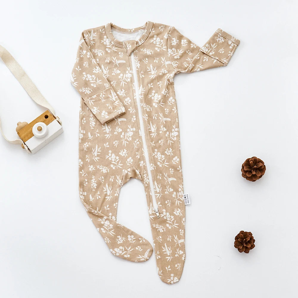 HappyFlute New 1PCS Long-sleeve Bamboo Cotton Wrapped Foot jumpsuit  Romper Spring And Summer Baby Boy&Girls Newborn Clothings